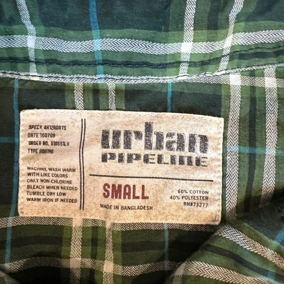 Urban Pipeline Plaid Cotton Button-Up Shirt size Small - Picture 3 of 3